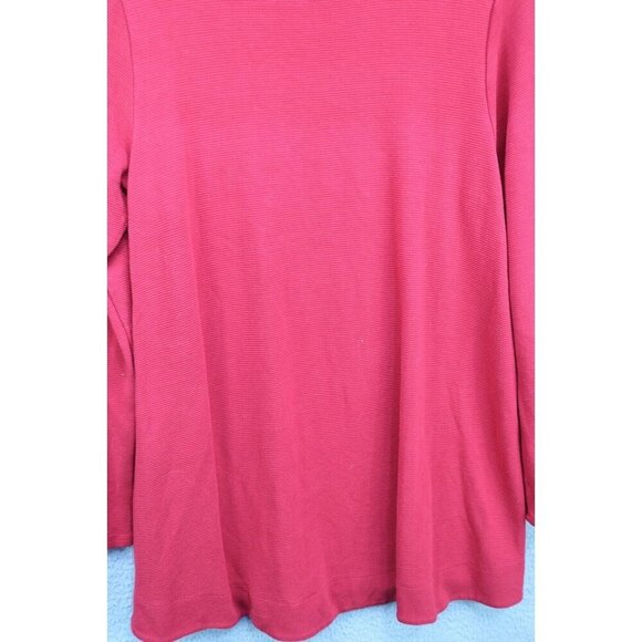 J.Jill Wearever Red Ribbed Long Sleeve Tunic Top-Size Medium - Picture 9 of 10